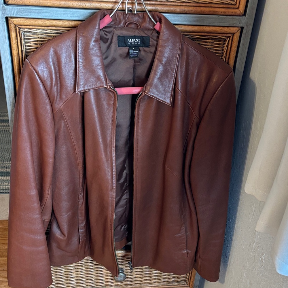 Giorgio Armani Women's Rich Brown Leather Jacket size Large